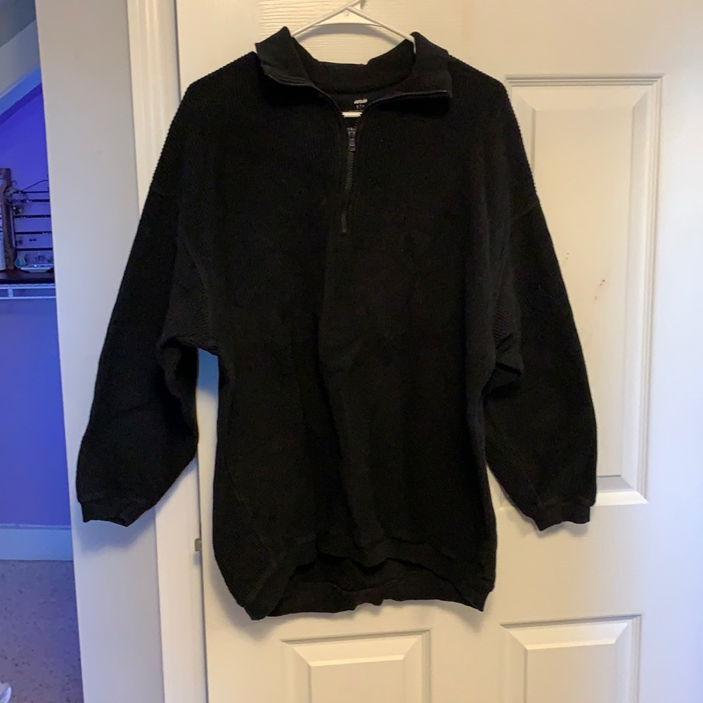 Aerie Ribbed Oversized Quarter Zip Crewneck